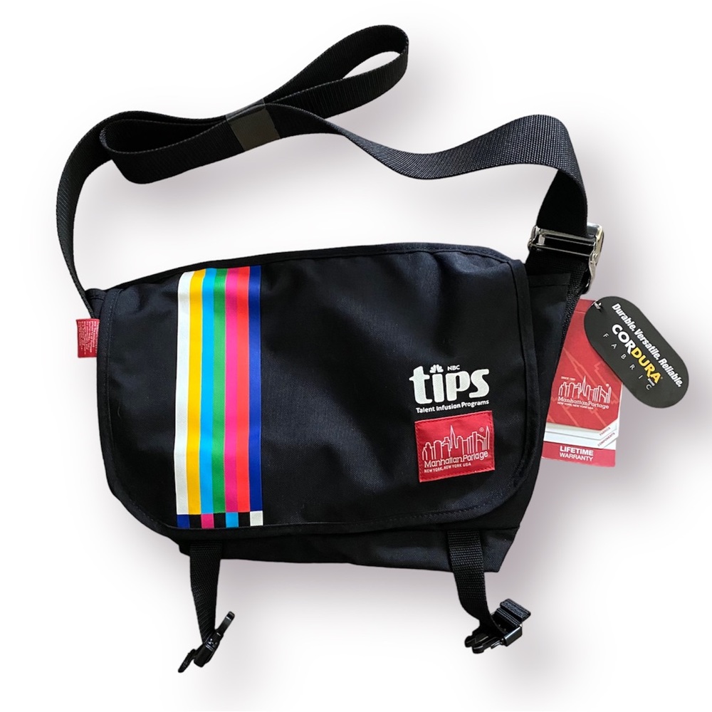 Manhattan Portage NBC TIPS PROGRAM Rainbow Small Mini BLACK Messenger Bag